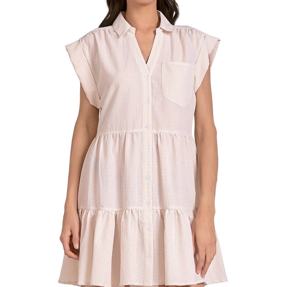 ELAN Seersucker Shirt Dress Button-Down Dress